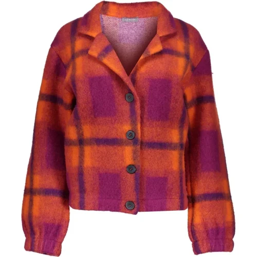 Geisha 45910-70 380 jacket check purple/orange