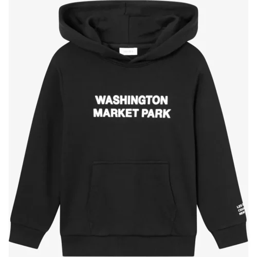 Les Deux Jongens hoodie washington zwart light ivory