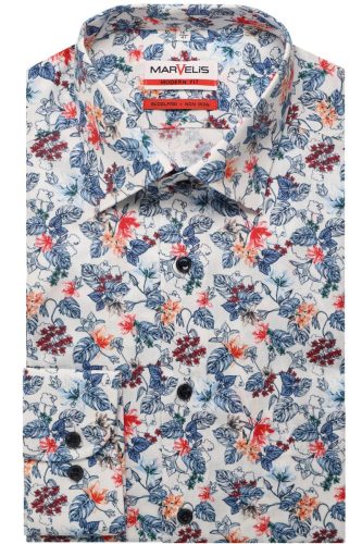 Marvelis Modern Fit Overhemd wit, Bloemen