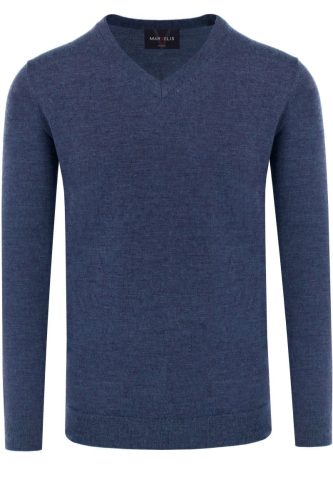 Marvelis Casual Regular Fit Trui V-hals rook blauw, Effen