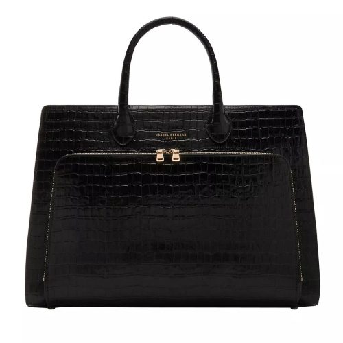 Isabel Bernard Totes & shoppers – Honoré Nadine Croco Black Calfskin Leather Handbag in zwart