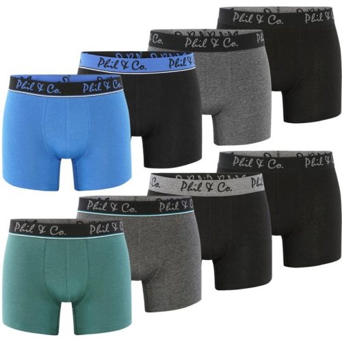 Phil & Co Boxershorts heren multipack 8-pack groen blauw zwart antraciet