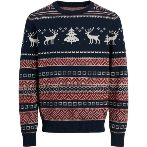 Jack & Jones Heren kersttrui jjxmas snowball blauw/rood