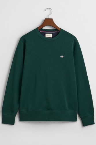 GANT Shield Regular Fit Sweatshirt ronde hals groen, Effen