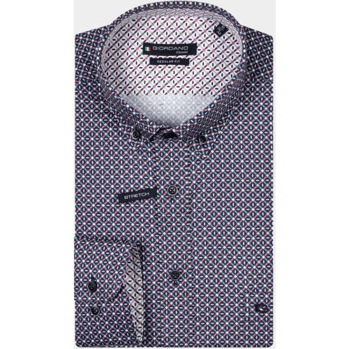 Giordano Casual hemd lange mouw Rood Ivy, LS Button Down Graphic P 427012/55