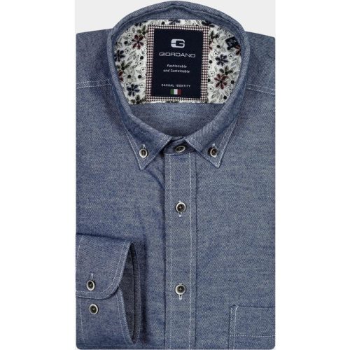 Giordano Casual hemd lange mouw Blauw Brando, LS Button Down Two-T 427001/63