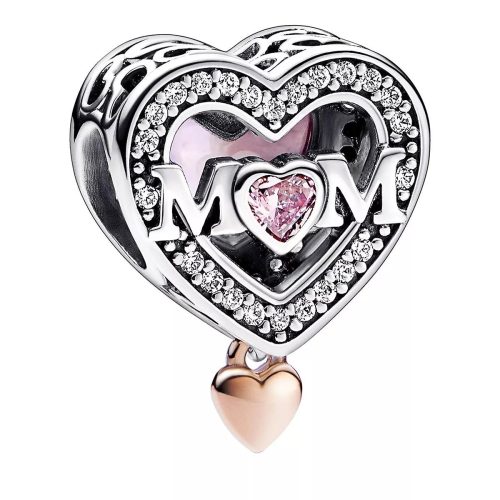 Pandora Charms – Two-tone Openwork Mum & Heart in pink