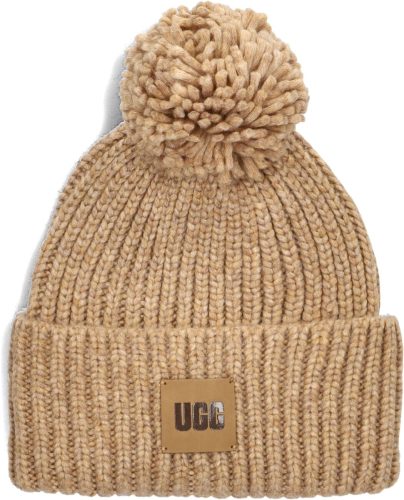 UGG Dames Chunky Rib Knit Beanie W Pom, Materiaal: Acryl, Kleur: Camel