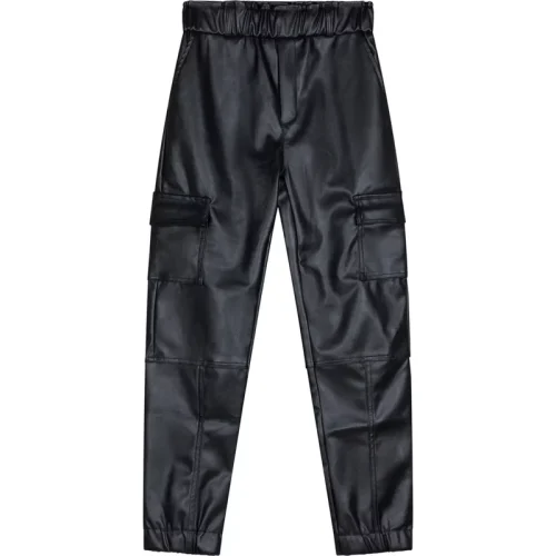 Indian Blue Meiden cargo broek leatherlook black