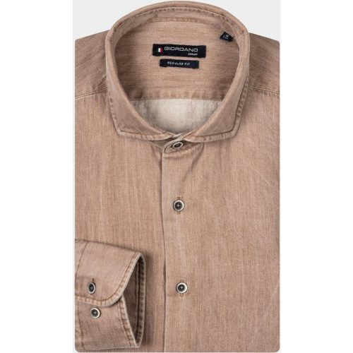 Giordano Casual hemd lange mouw Geel Row, LS Cutaway Colourful Twi 427007/24