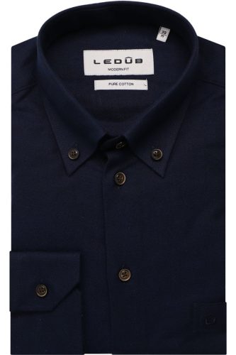 Ledȗb Modern Fit Overhemd donkerblauw, Effen