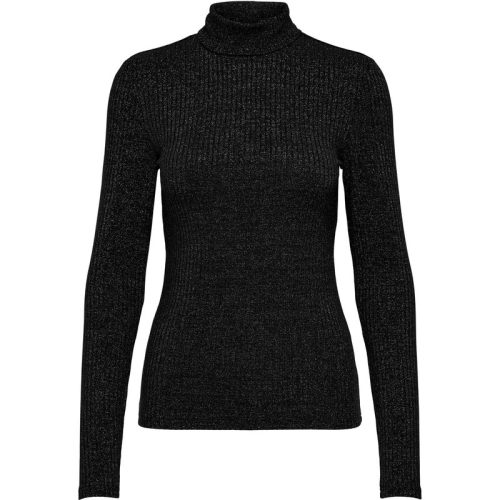 Only Onlbianca l/s roll neck top jrs black/silver glitt