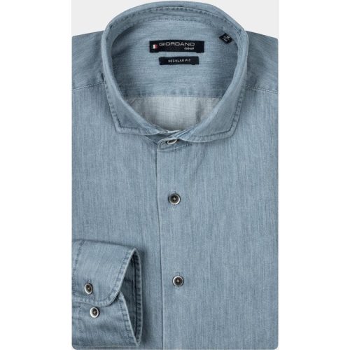 Giordano Casual hemd lange mouw Blauw Row, LS Cutaway Colourful Twi 427007/61