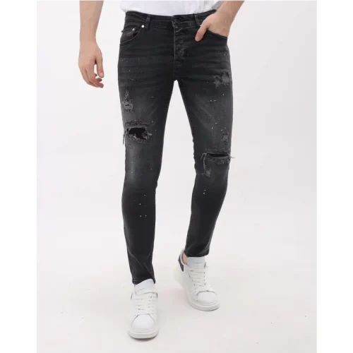 Mario Morato Spijkerbroek slim fit jeans met verfspatten mm