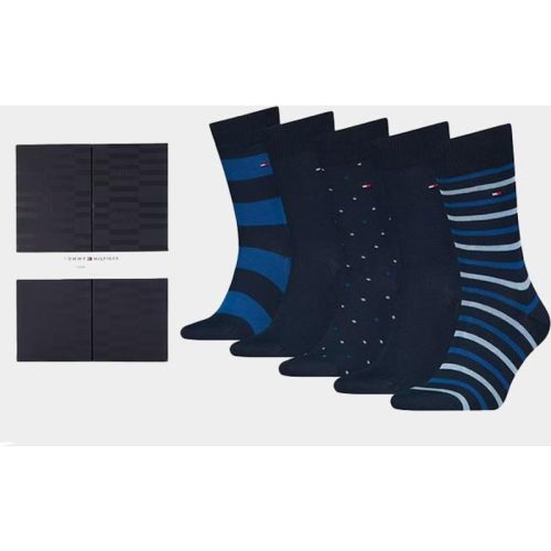 Tommy Hilfiger Cadeaubox Sokken Blauw TH Men Sock 5p Giftbox Stripe 701229782/001