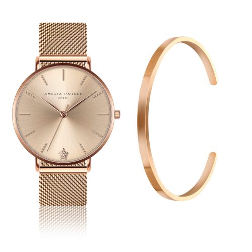 Dameshorloge en armband Amelia Parker Gold Sky