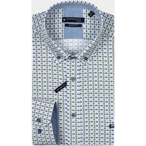 Giordano Casual hemd lange mouw Groen Ivy, LS Button Down Minimal P 427025/70