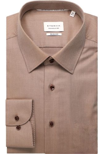 ETERNA Slim Fit Overhemd beige/bruin, Gestructureerd