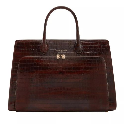 Isabel Bernard Totes & shoppers – Honoré Nadine Croco Brown Calfskin Leather Handbag in bruin