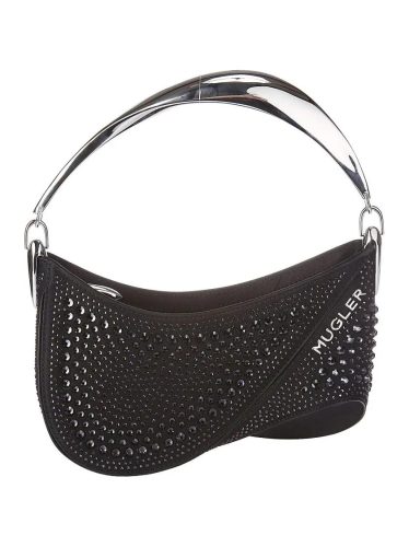 Mugler Shoppers – Small Bag With Strass Detail And Zip Closure in zwart