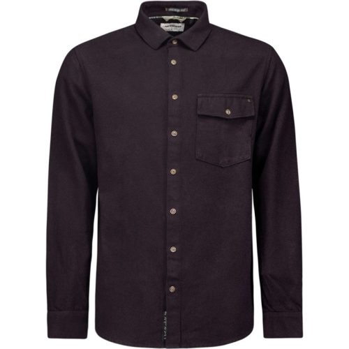 No Excess Shirt check2 coloured twill aubergine