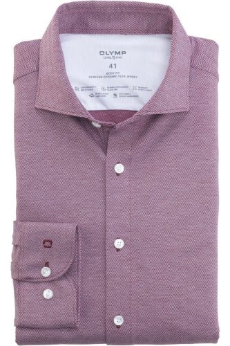 OLYMP Level Five 24/Seven Body Fit Jersey shirt granaat, Herringbone