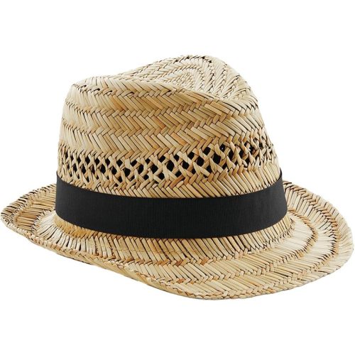 Beechfield Unisex rieten zomertrilby voor volwassenen