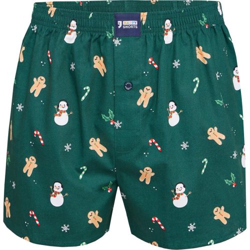 Happy Shorts Wijde kerst boxershort heren sneeuwpop + gingerbread