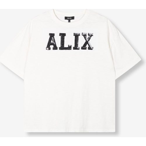 Alix The Label Ladies knitted sequin t-shirt off-white