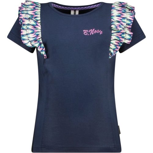 B.Nosy Meisjes t-shirt met ruches op de schouders navy