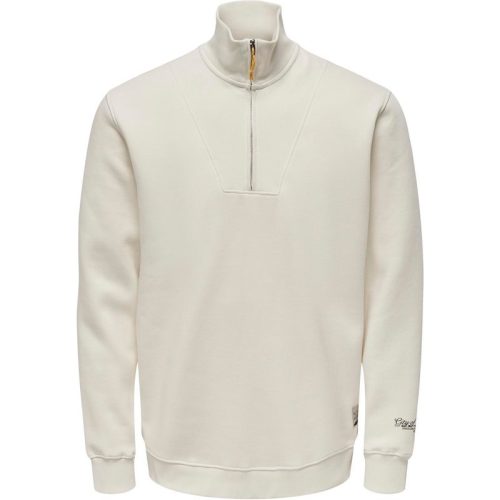 Only & Sons Onsriley reg 14 zip high neck swt off-white