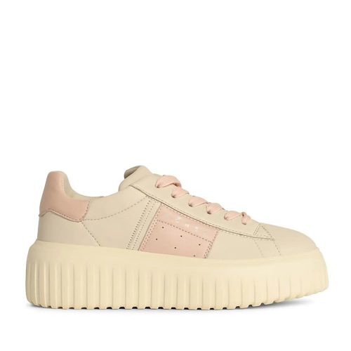 Hogan Low-Top Sneakers – ‘H Stripes’ Ivory Leather Sneakers in beige