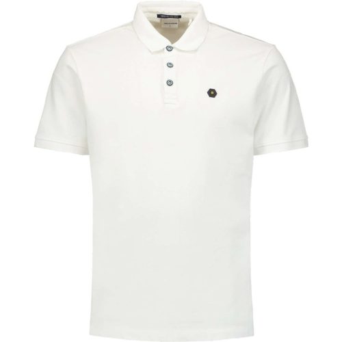 No Excess Polo korte mouw pique garment dyed white