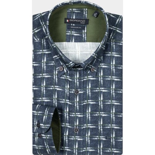 Giordano Casual hemd lange mouw Groen Ivy, LS Button Down Printed 427310/70