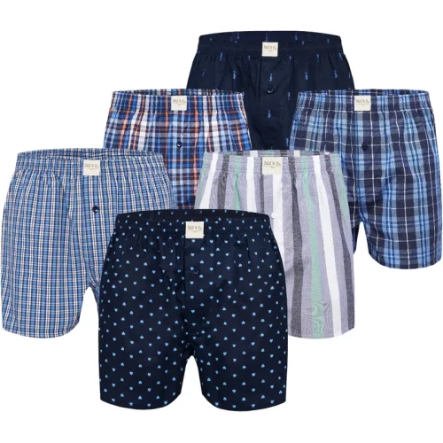 Phil & Co 6-pack wijde boxershorts heren geweven katoen multipack 6-pack