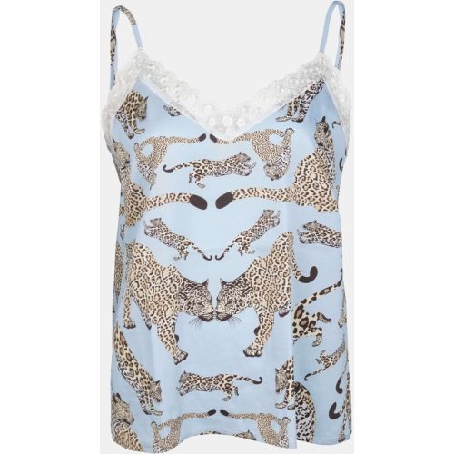 Mucho Gusto Slip top lichtblauw met luipaard print