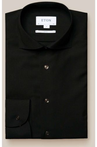 ETON Slim Fit Overhemd zwart, Effen