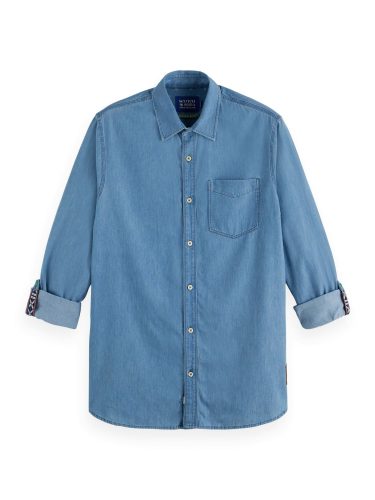 Scotch & Soda Easy lightweight denim shirt with s Blauw heren