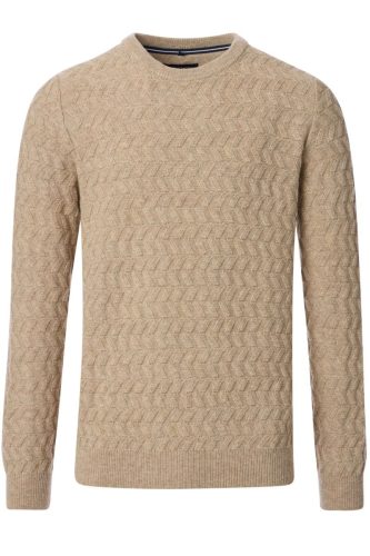 Casa Moda Casual Fit Trui ronde halsbeige, Motief