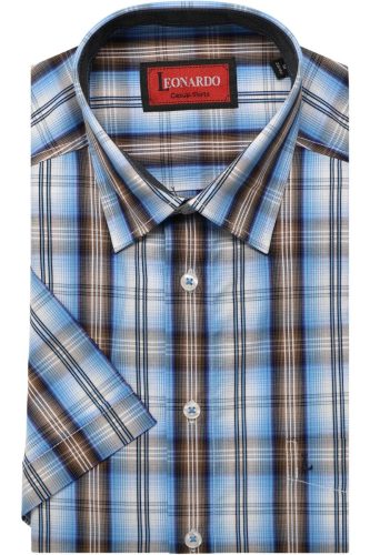 Leonardo by Jupiter Casual Regular Fit Overhemd Korte mouw middenbruin