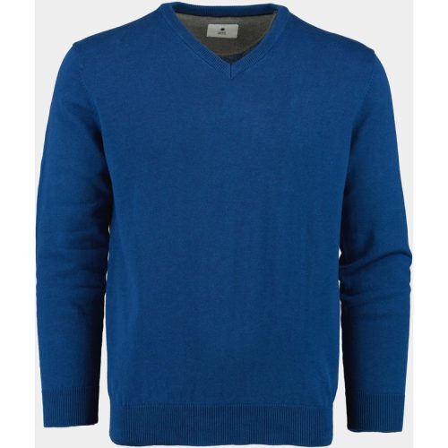 Bos Pullover Blauw Katoenen V-hals 428100CCT/685