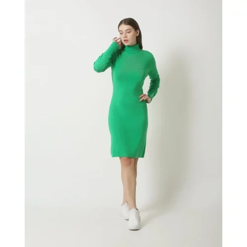 Smashed Lemon 23841 groene turtle neck jurk