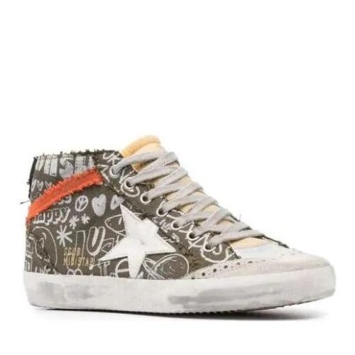 Golden Goose Low-Top Sneakers – Mid Star Lettering Print High-Top Sneakers in grijs