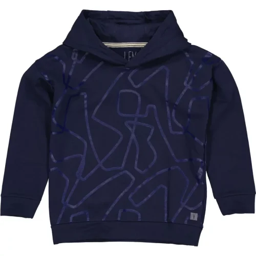 Levv Jongens hoodie gilius aop blue dark lines