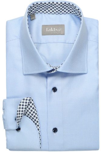 fakts Modern Fit Overhemd blauw, Pied De Poule