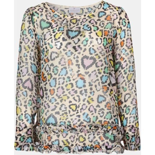 Mucho Gusto Blouse torre di palme beige met multicolor luipaardprint