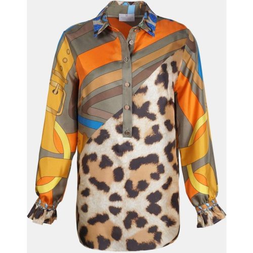 Mucho Gusto ® blouse santa monica luipaard oranje met gratis sjaal