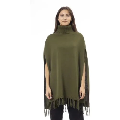 Alpha Studio Wol turtleneck poncho van