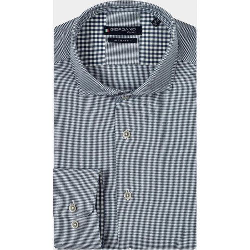 Giordano Casual hemd lange mouw Blauw Row, LS Cutaway Two Tone Pied 427312/60