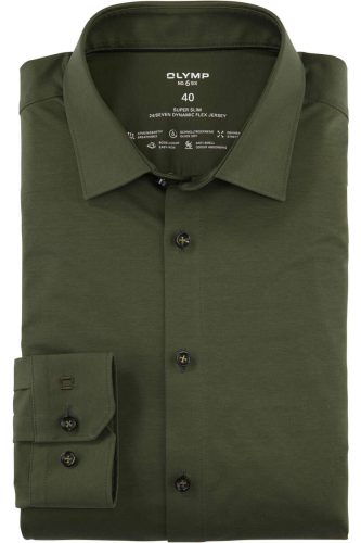 OLYMP No. Six 24/Seven Super Slim Jersey shirt stopverf, Effen